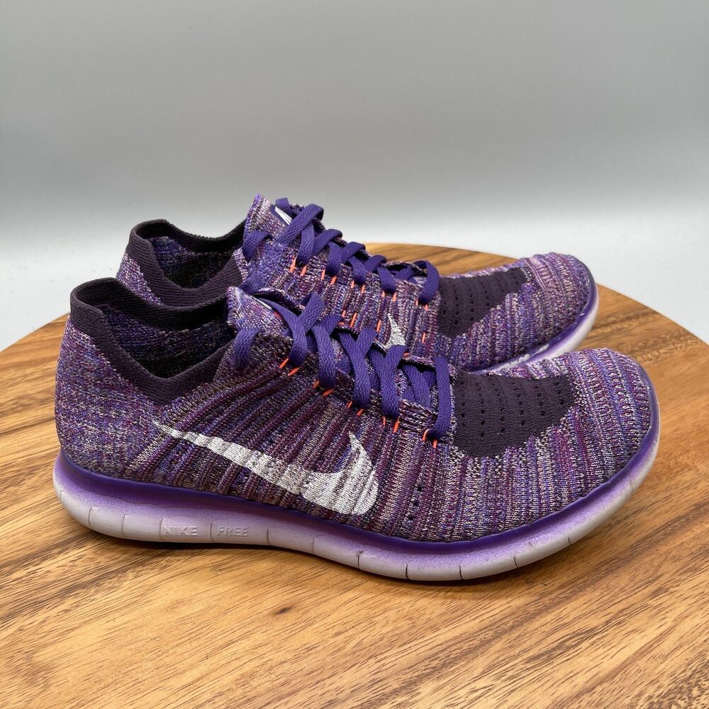 Nike Free RN Flyknit Shoes Womens Size 8 Purple Running Comfort Walking Sneakers